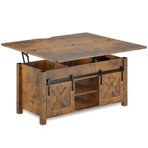 Sikaic 4 in 1 Multi-Function Lift Top Coffee Table with Storage and Hidden Compartment Brown