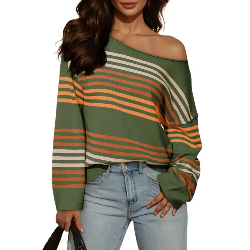 Dokotoo Womens Striped Casual Sweaters 2026 Fall Trendy Loose Fit Knit Pullover Tops