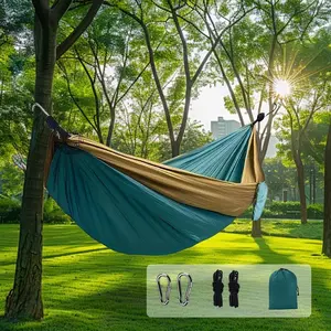 550 lb Capacity Ultra-Lightweight Parachute Camping Hammock – Outdoor Waterproof Hammock, Portable Nylon Hammock with Adjustable Tree Straps, Heavy-Duty Carabiners & Storage Bag for Backpacking, Hiking, Beach & Outdoor Travel