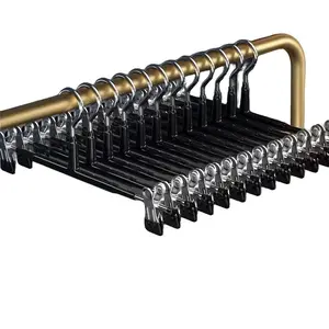 No Scratch Pant Clips Set of 10, 12 Inch Non-Slip Stainless Steel Clothes Hangers, Adjustable Skirt Organizer for Jeans, Dresses, Shorts, Pants Hanger