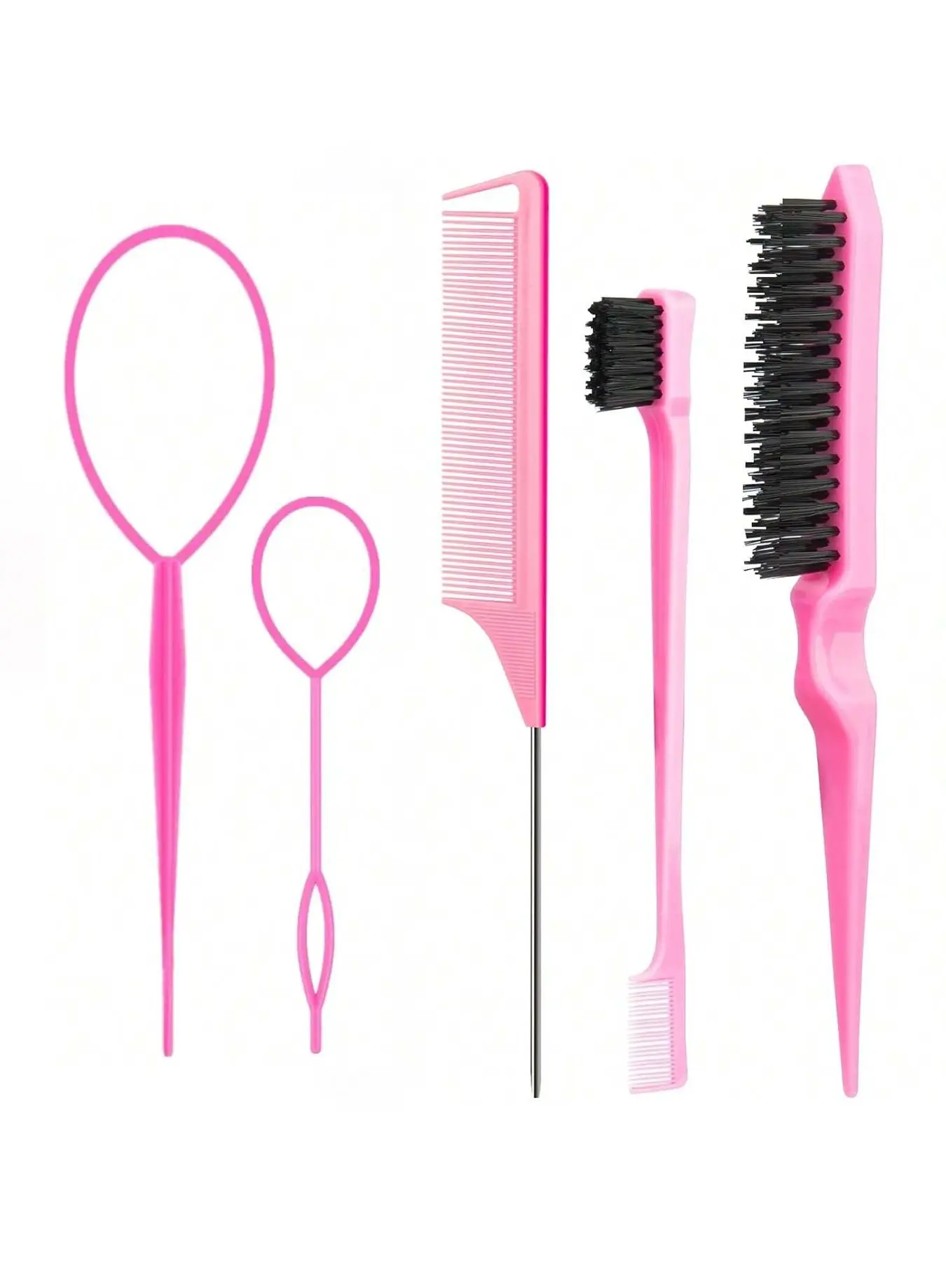 5-piece hair comb set! Mouse Tail+Mane+Edge Brush | Hair Tail Care Artifact ✨ Hair Styling Combs Hair Care Tools, Styling Kit, Home Styling Tool