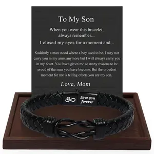 Braided Leather Bracelet for Men - Vintage Style Adjustable Gift for Son, Christmas, Birthday or Graduation