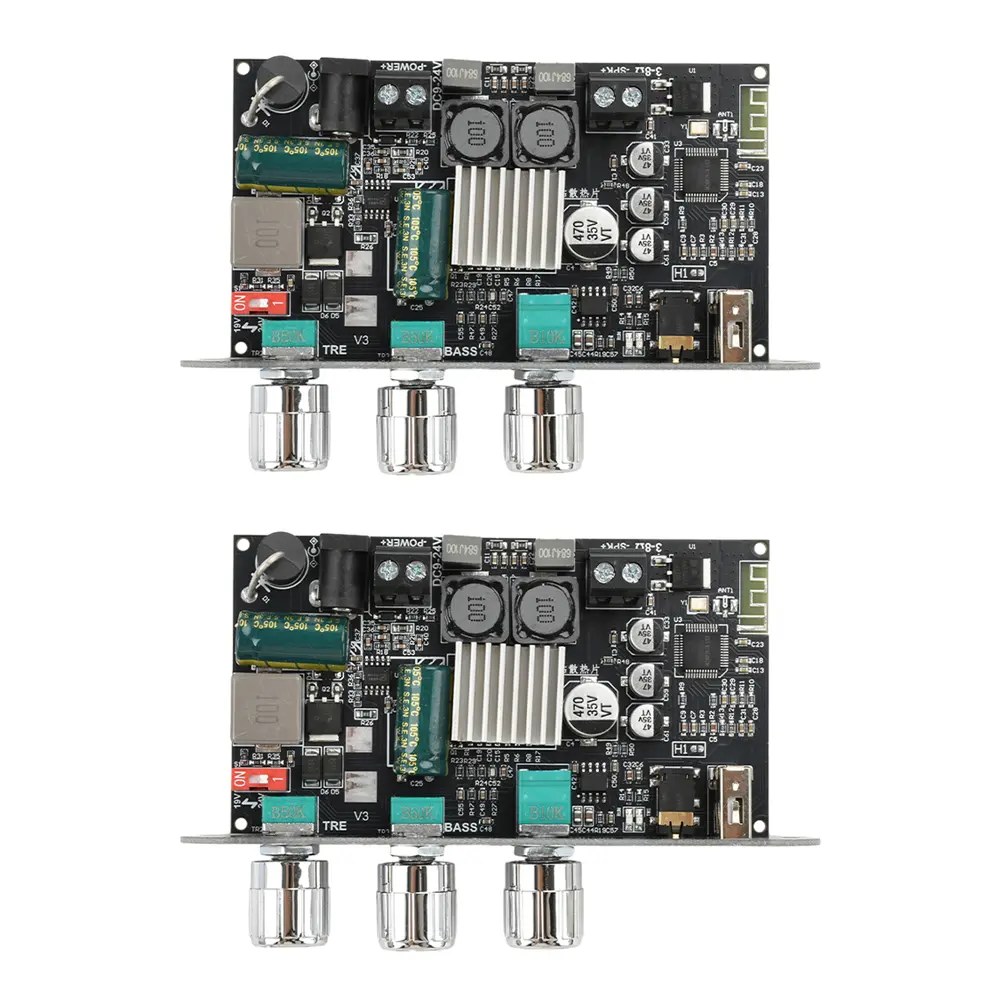2PCS WUZHI AUDIO ZK-1001U Mono Amplifier Board With TWS, 100W Power Output, Vehicle Amplifier Wide Voltage Input 9-24V, Supports USB/AUX/Bluetooth