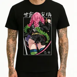#Demon_Slayer Shirt, Vintage, Camiseta Preta #Demon #Slayer Mitsuri Kanroji, Japan anime, #Zenitsu final form, #Akaza vs #Giyu, Infinity castle, Trending Y2k Style