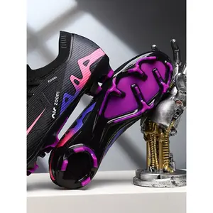 Durable Anti-Slip Soccer Shoes, Grass Suitable, Random Print, Sports Fabric Laces, Fg Long Nails, Outdoor Spring Fall Seasons, Soccer CleatsRAIMENTRY