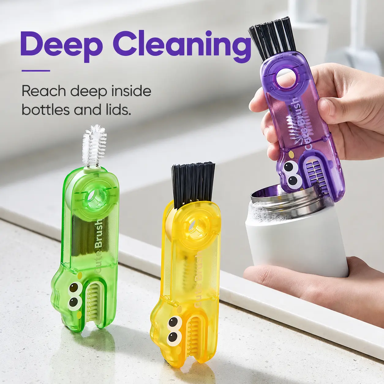3-in-1 Compact Crocodile Cup Cleaning Brush with Straw and Lid Cleaners for Bottles and Tumblers 3-in-1 Compact Crocodile Cup Cleaning Brush with Straw and Lid Cleaners for Bottles and Tumblers