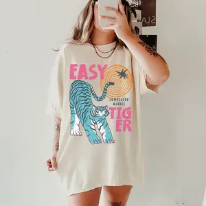 Sun-Kissed Tiger UNISEX Tshirt, Retro Tiger Graphic Tee, Summer Boho Beach Vibe Tee