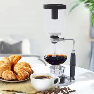 Siphon Coffee Maker, Glass, Vacuum, 3 Cups (360 ml), Breakfast Coffee, Delicate Coffee