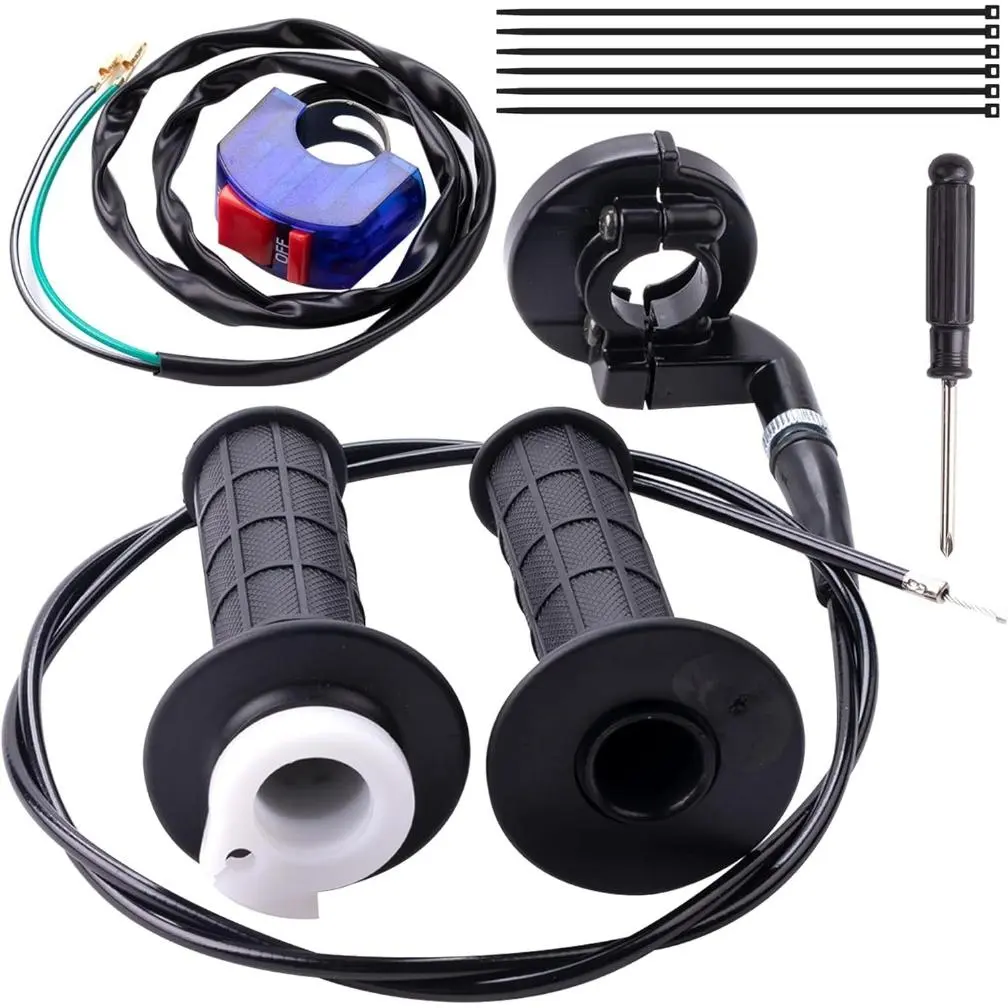 Mini Bike Throttle Cable Assembly Kit For Coleman CT200U,CT200U-EX,BT200X,Baja DB30,Warrior MB200,Predator 212cc,Massimo Motovox 196cc,200cc,6.5hp Engine Parts (7/8" Handlebar), Coleman Bt200x, 1 X Screwdrivers, 1 X Throttle Housing Clamp