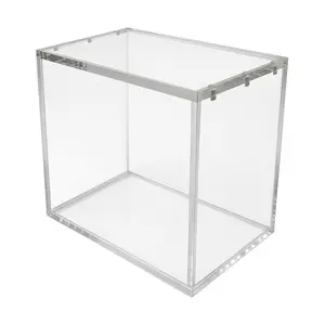 Acrylic Clear Display Case for Booster Box, 8mm Sides with UV Protection, 5mm Magnetic Lid, Stackable Storage Box