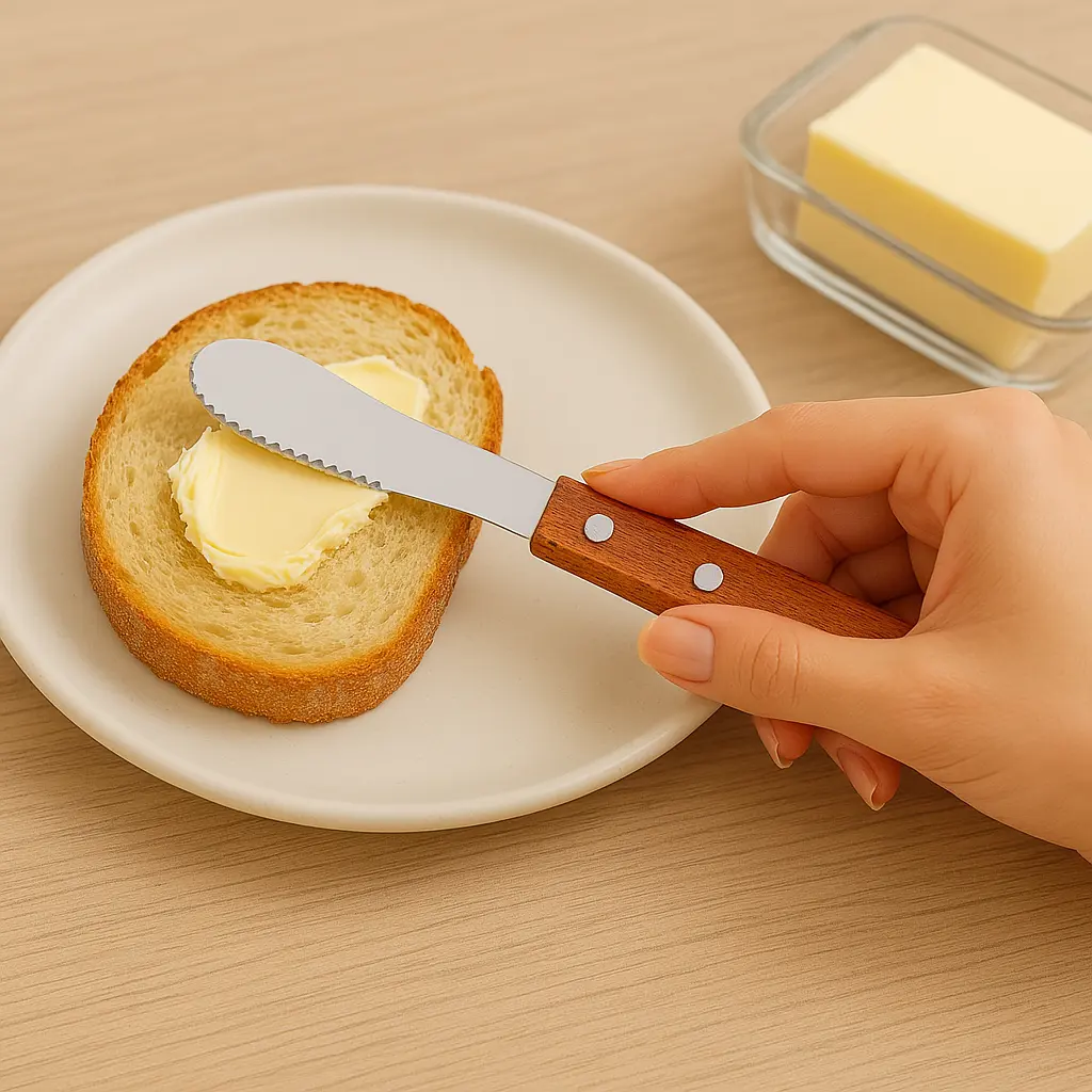 Super Z Outlet 8" Spreader Knives (4 Pack) – Stainless Steel with Wood Handle for Butter, Cheese, and Condiments