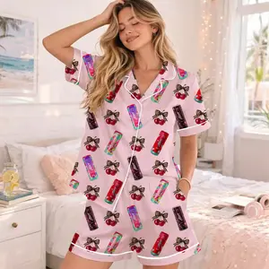 Coquette Alani Pajamas Satin Set, Energy Drink Shirt, Mother's Day Gift, Birthday Gift,Pjs For Women, Bridesmaid Gifts, Party