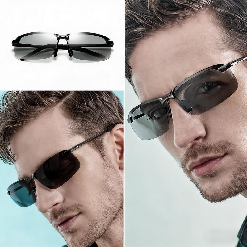 Polarized Photochromic PC Sunglasses - UV400 Protection, Unisex 2026 Summer Retro Oversized Semi-Rimless Simple Square Frame Fashion Accessories for Driving, Outdoor Sports, Sunglasses For Women, Men's Sunglasses