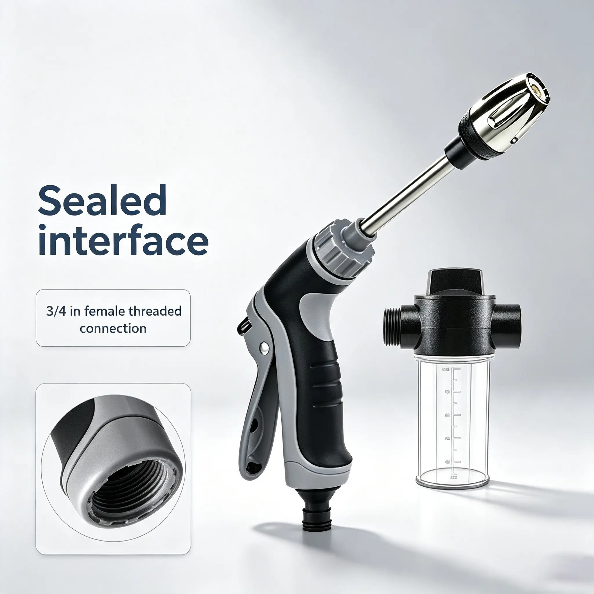 Adjustable High-Pressure Spray Gun with Portable Garden Hose Nozzle, Adjustable Tip & Multifunctional Attachments for Vehicle Cleaning & Pet Grooming