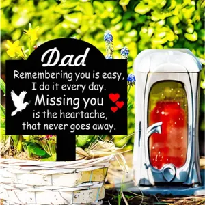 Dad Deep in Our Heart Sign, Grave Markers for Cemetery Memorial Stakes for Outdoors Yard Cemetery Decorations, Grave Memorial Plaques for Loved Ones