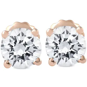 1 1/2CT Diamond Screw Back Studs Enhanced 14k Rose Gold
