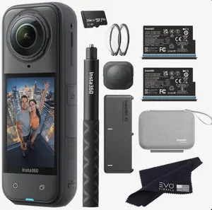 Insta360 X5 8K 360-Degree Waterproof Action Camera Bundle, Including 2 Batteries and a High-Quality 360-Degree Compatible Selfie Stick