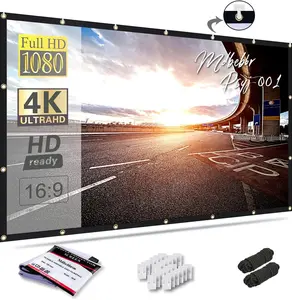 120 inch 16:9 Foldable Anti-Crease Portable Projection Screen, Double-Sided Projection Support, for Home Theater, Outdoor & Indoor Movie Use