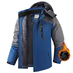 Men's Ski Snow Jacket Waterproof Insulated Fleece Outdoor Mountain Hooded Winter Coat Sporty Breathable Outerwear big tall men clothing Size up to XXXXL