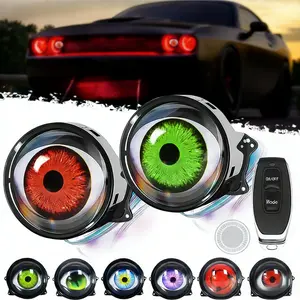 Dynamic Devil's Eye LED Car Headlights - Remote Control Adjustable Eyeball Lens Lights - Mini Universal Fit Car Trim Headlights