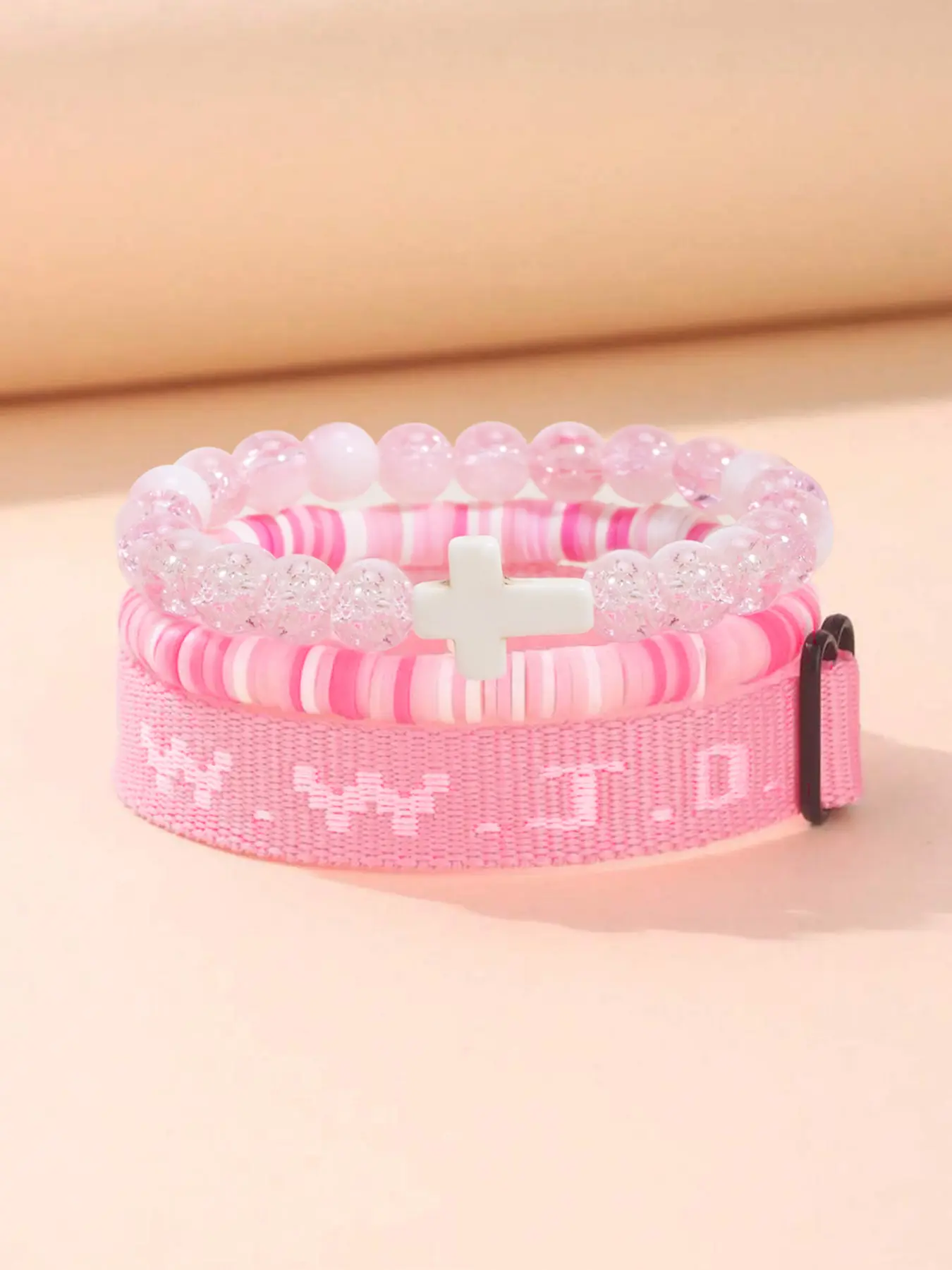 WWJD Letter Beaded Bracelet, bead bracelets, Fashionable Cross Charm Decor Beaded Bracelet for Women & Men, Trendy All-match & Exquisite Jewelry for Birthday Gift, Religious Jewelry Gift