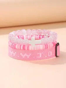 WWJD Letter Beaded Bracelet, bead bracelets, Fashionable Cross Charm Decor Beaded Bracelet for Women & Men, Trendy All-match & Exquisite Jewelry for Birthday Gift, Religious Jewelry Gift