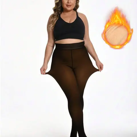 EssElegance FZ-1/2PCS Women‘s Fleece Lined Thermal Tights, Plush Inner Layer with a Sheer-Look Effect for Warm, Soft & Breathable Winter Wear Under Dresses