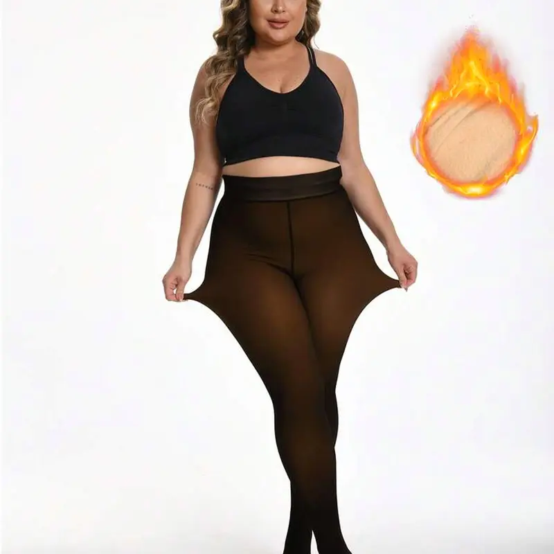 EssElegance FZ-1/2PCS Women‘s Fleece Lined Thermal Tights, Plush Inner Layer with a Sheer-Look Effect for Warm, Soft & Breathable Winter Wear Under Dresses