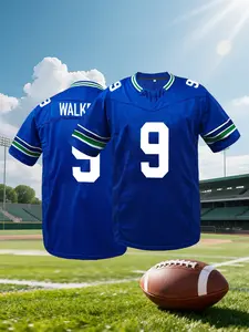 Men's Seattle #9 American Football Jersey, V Neck Embroidered Sportswear, Loose Short Sleeve T-Shirt,Perfect for Outdoor Sports & Competition, Unisex, All Seasons