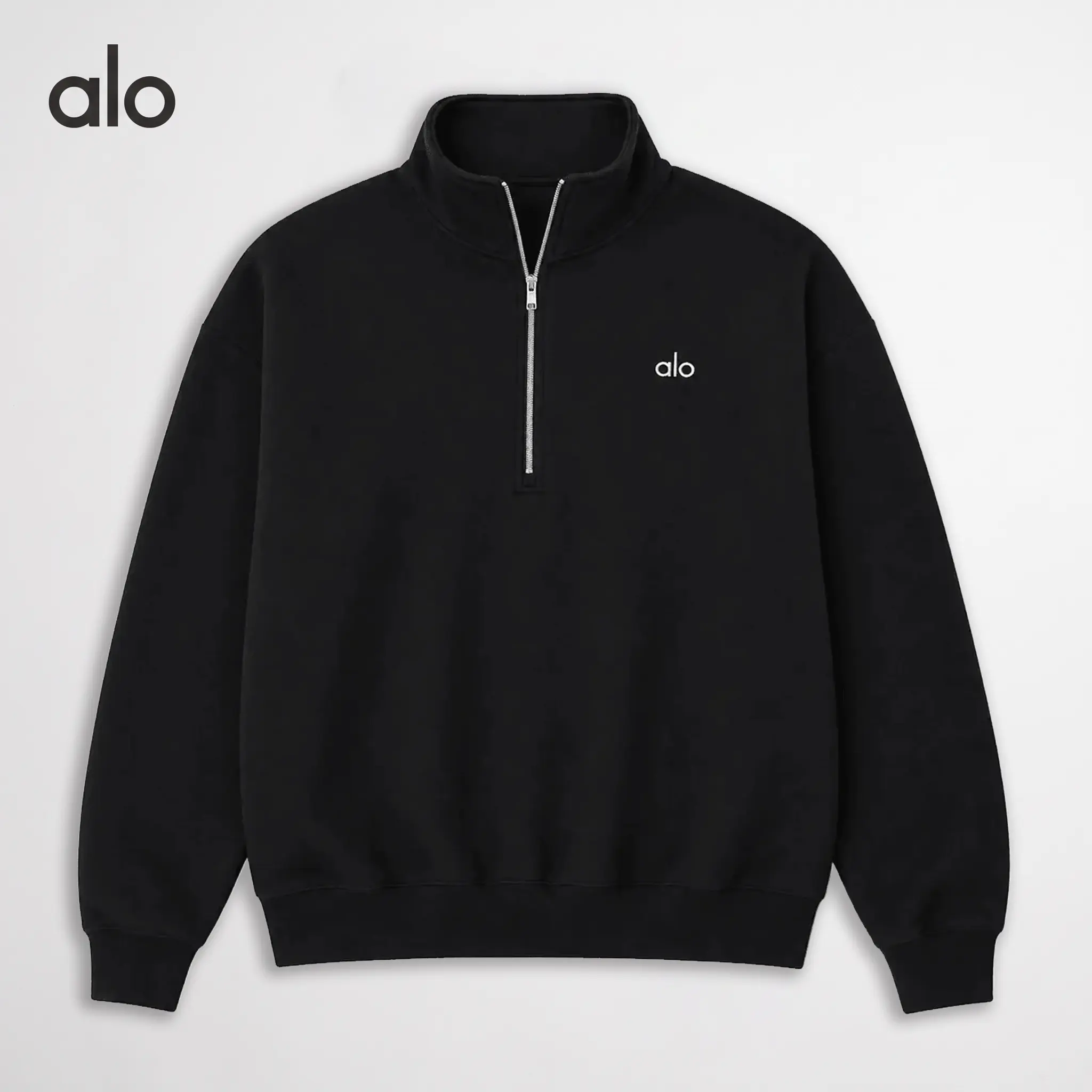 Alo Yoga Accolade 1/4 Zip Pullover Unisex Oversized Sweatshirt Boxy Quarter Zip Fleece Pullover Comfy Casual Streetwear