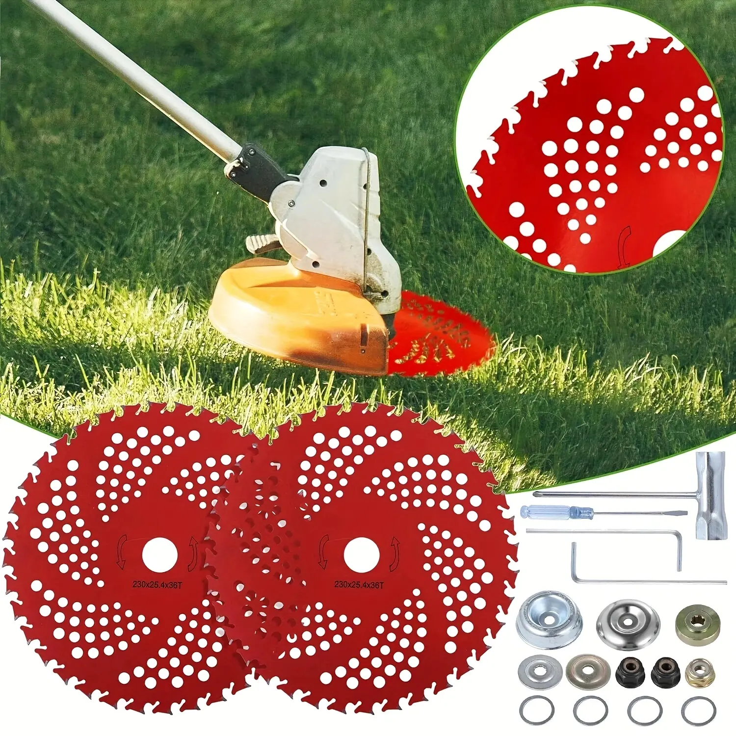 Heavy-Duty Metal Steel Wire Weed Wacker Replacement Heads - Brush Cutter Attachment for Electric, Cordless String Trimmers, Unisex Home Lawn Care Tool for Grass, Moss Removal
