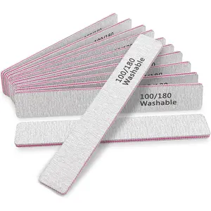 Nail File 12 PCS Professional Reusable 100/180 Grit Double Sides Washable Nail File Manicure Tools for Poly Nail Extension Gel and Acrylic Nails Tools Suit for Home Salon