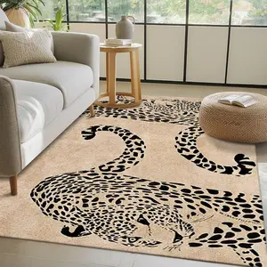 Leopard print pattern, Animal Print Rug, minimalist modern style Living room rug, Home Decor Rug, easy to clean, suitable for hallway, living room 15-25 sqm, kitchen, bedroom 1.5m-1.8m single/double bed, Modern Indoor Rug