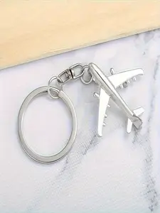 Silver Color Metal Airplane Model Keychain, Stylish Keychain, Creative Pilot Pendant, Unique Gift for Friends and Kids, 1pc 3D Key Ring