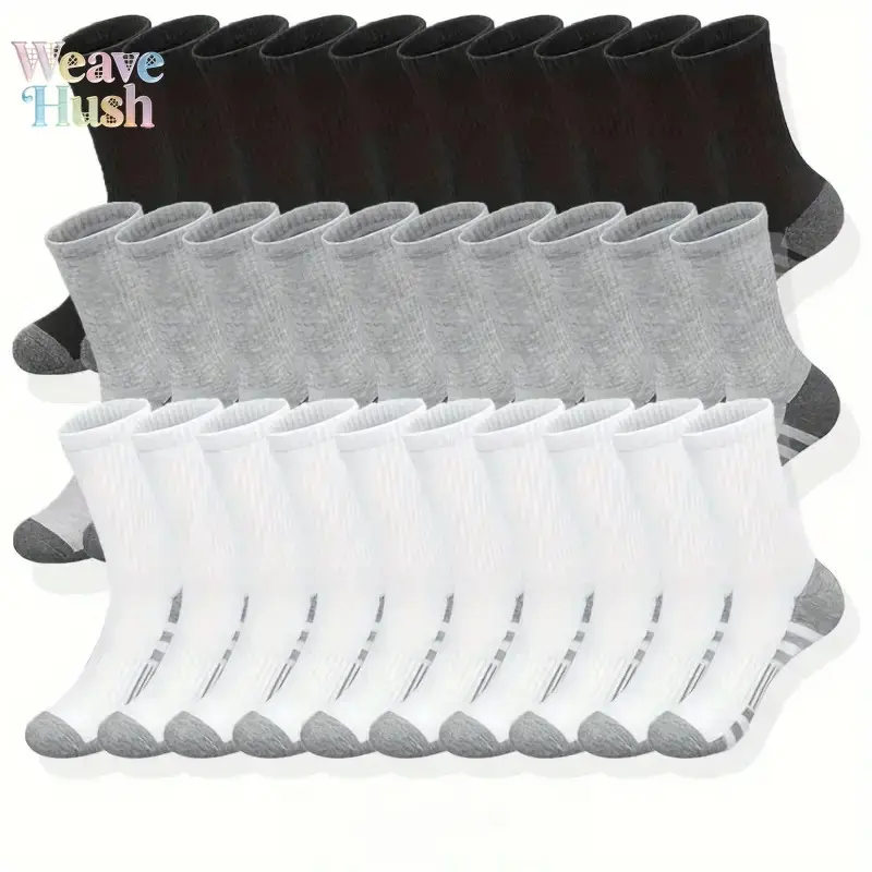 3 Pairs Men High Calf Sports Socks, Breathable Sweat Wicking Athletic Socks, Comfort Cushioned Long Socks for Running Basketball Marathon Outdoor Fitness Daily Wear