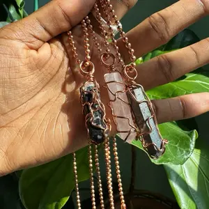 Copper Crystal Point Necklace- Pure Crystal Point Jewelry high vibe crystals