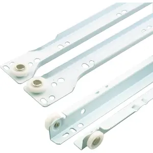 MP7211 Drawer Slide Kit – Replace Drawer Track Hardware – Self-Closing Design – Fits Most Bottom/ Side-Mounted Drawer Systems –17-3/4 In. Steel Tracks, Plastic Wheels, White (1 Pair)
