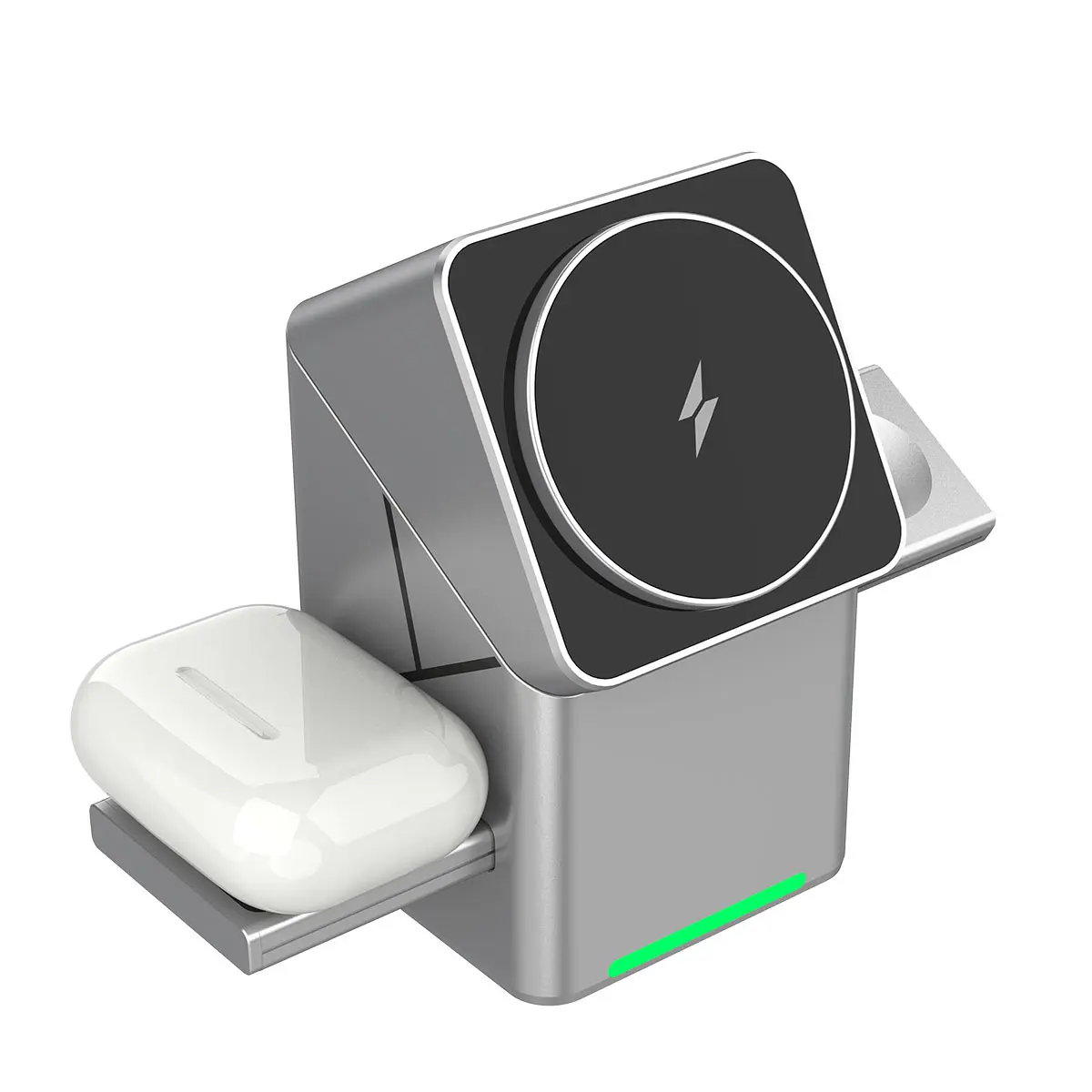 3-in-1 Auto-rotating Fast Wireless Charger Stand for iPhone, Apple Watch, And AirPods, for iPhone 17/16/15/14/13/12/11 Pro/Pro Max/Plus, Apple Watch Series 9/8/7/6/SE/5/4/3/2, AirPods 3/2/Pro