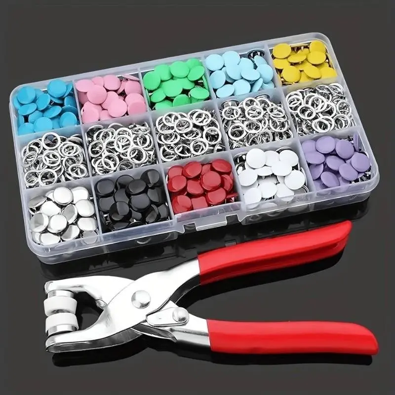 201-Piece Colorful Metal Snaps Set, Manual Press Pliers, DIY Handicraft Clothing Tools, Hat Bag Sewing Quick Release Snaps, Sewing Accessories