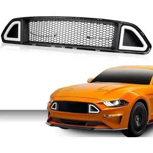 Front Upper Mesh Grille W/ DRL LED Light Fit For 2015 2016 2017 Ford Mustang Automotive Car Accessories