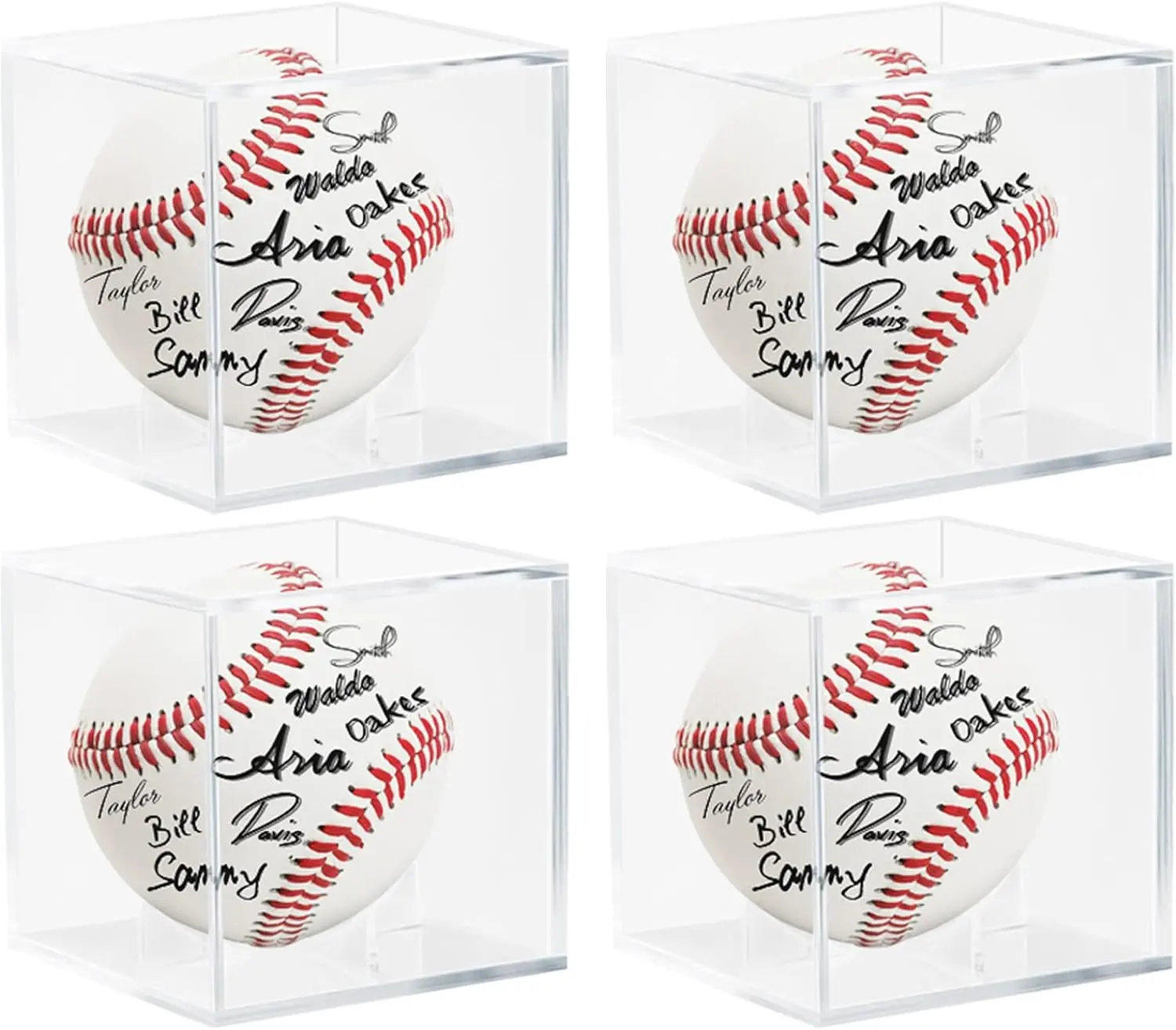 4-Pack Acrylic UV-Protected Sportsball Display Case - Autographed Baseball Holder for Sports Collectible Memorabilia, Ideal for Sons, Grandsons to Decorate Rooms, Major League Baseball