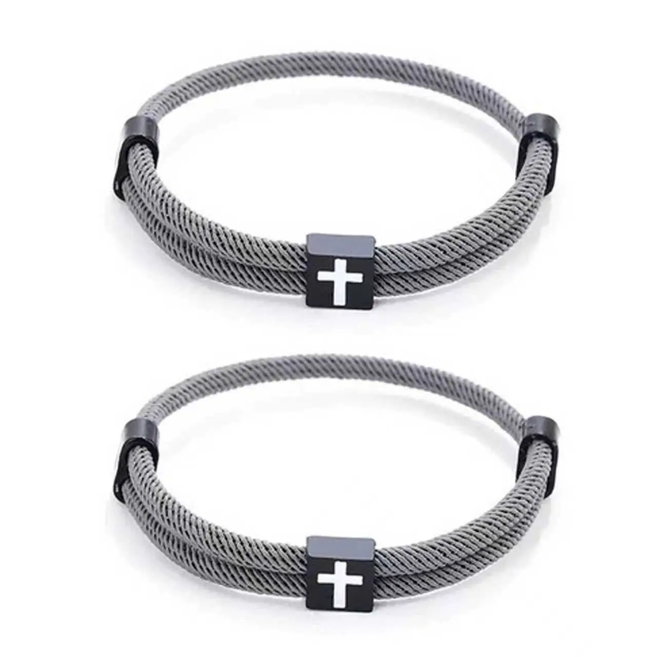 Grey Milan rope cross bracelet