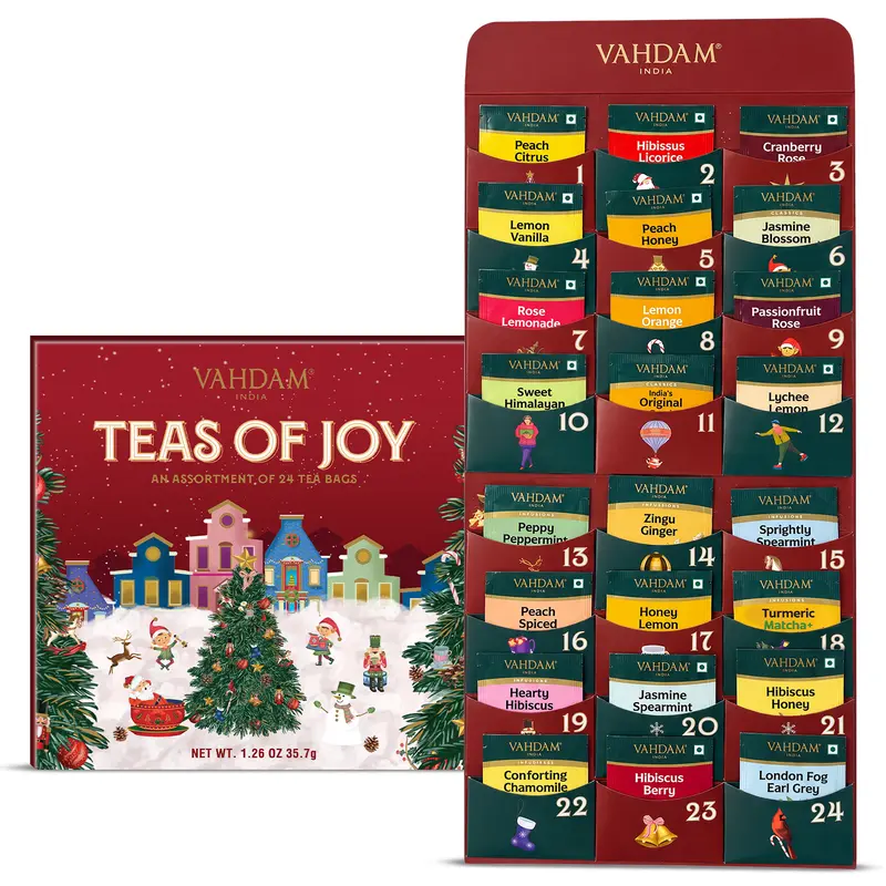 VAHDAM 2026 Advent Calendar, 24 Unique Tea Bags Gift Set, Festive Christmas Gifts for Adults