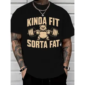 Funny Weightlifting Bear Tee – 100% Cotton Heavyweight Oversized Gym Shirt