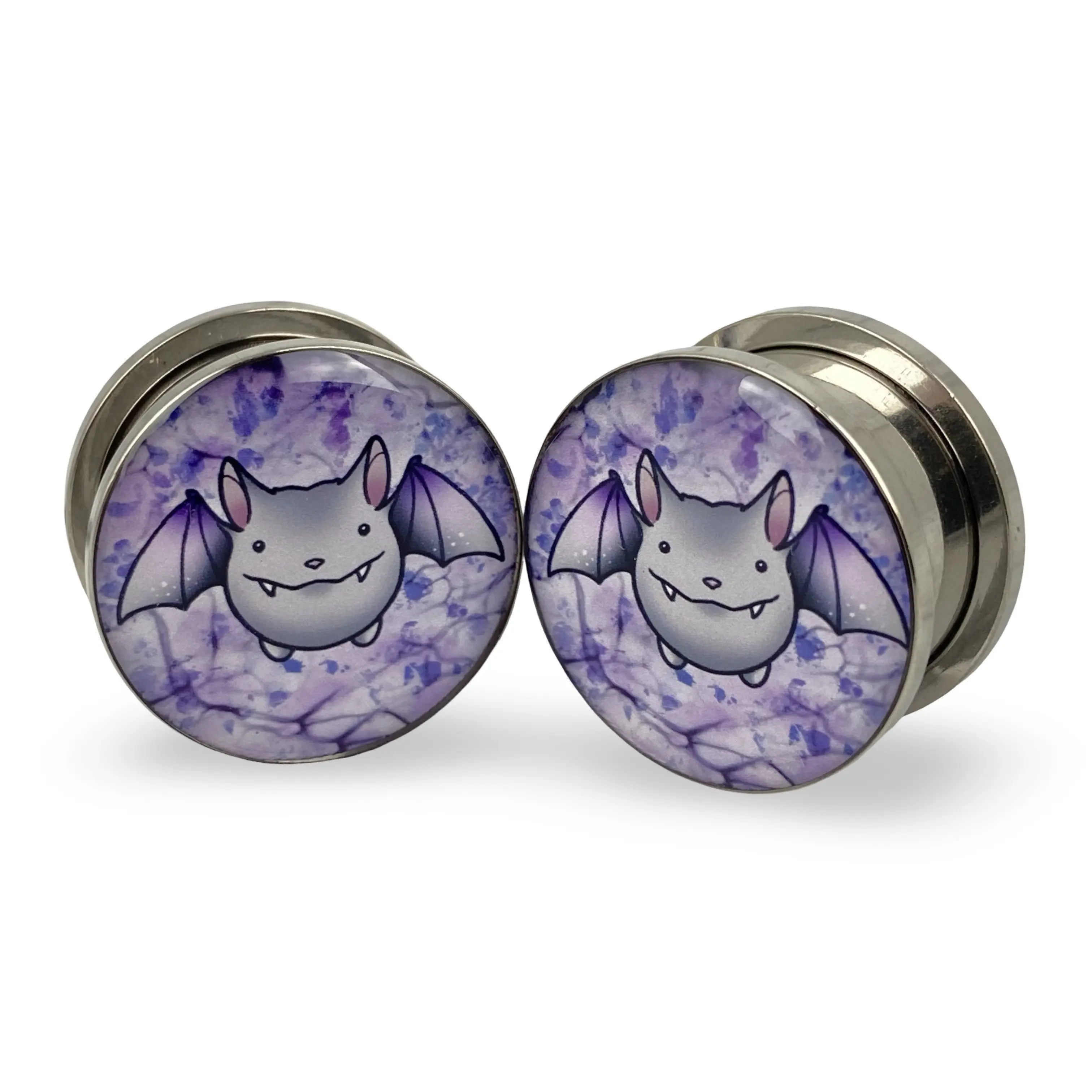 Cute Bat Picture Plugs gauges pair body jewelry