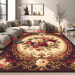 European Vintage Style Carpet, Soft Comfortable Easy Clean Rug, Home Decor Mat for Hotel Villa Entrance, Elegant Indoor Decoration