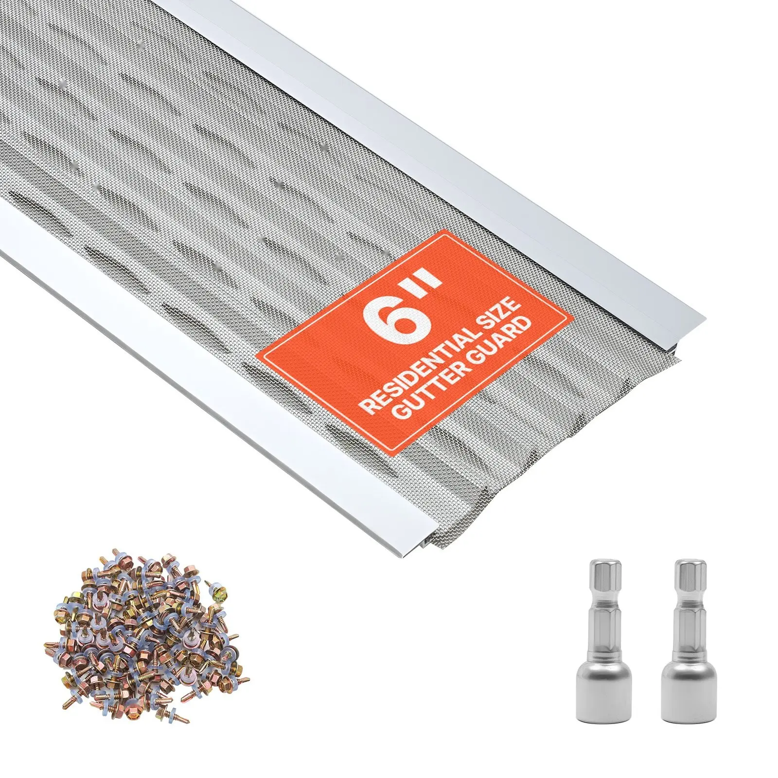 Aluminum Gutter Guard Cover With Stainless Steel Micro Mesh, 6-Inch Gutter Screen, Heavy Duty, 100 Ft Run, 0.04-Inch Thick, Leaf and Pine Needle Debris Guard, Easy DIY Install, Screws Included, Weather Resistant Gutter Protection