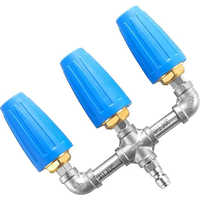 Ridge Washer Dual Turbo Water Nozzle Pressure Washer Accessory, 1/4 Quick-Connect, Stainless Steel & Brass Components, 2.0 Orifice 3-in-1 Design, 4.0GPM, 4000 PSI