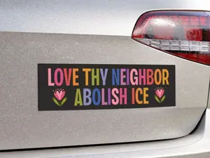 Love Thy Neighbor Abolish ICE Car Magnet, Anti Trump, Political Bumper Magnet, Anti ICE, Protect Democracy