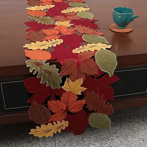 Fall Table Runner 72 inches , Leaves Table Runner Embroidered, Fall Decorations for Home, Thanksgiving Table Decoration Holiday Harvest Maple Leaf Runner